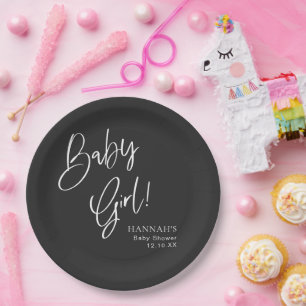 Plato De Papel Baby Shower Black Gothic and Moody Halloween