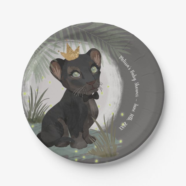 Plato De Papel Baby Shower Black Panther Prince (Anverso)