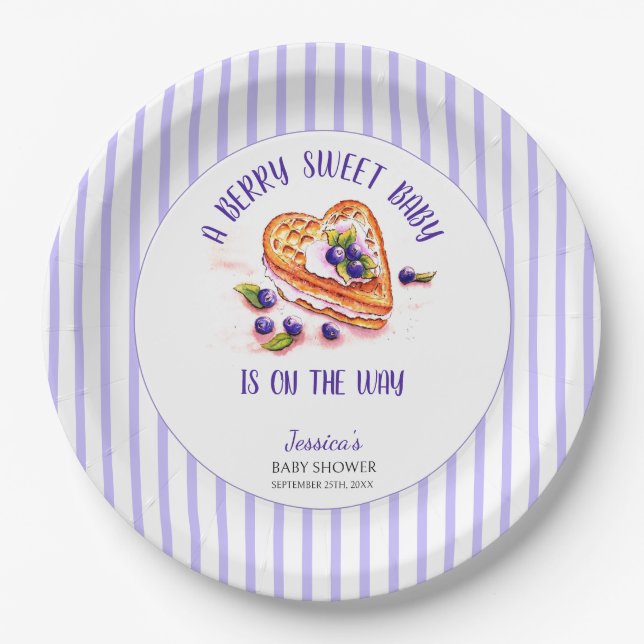 Plato De Papel Baby Shower Blue Berry Sweet Fall (Anverso)