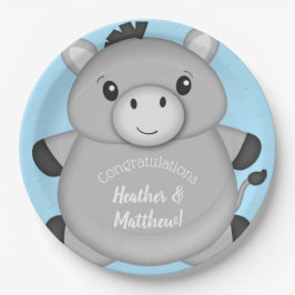 Plato De Papel Baby Shower Blue de Donkey