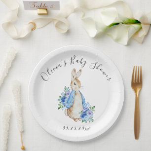 Plato De Papel Baby Shower Blue Peter Rabbit Bunny