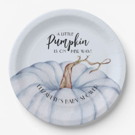 Plato De Papel Baby Shower Blue Pumpkin Boy