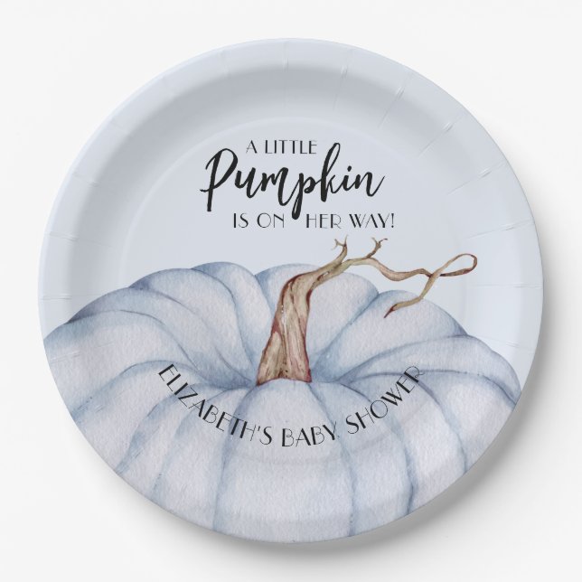 Plato De Papel Baby Shower Blue Pumpkin Boy (Anverso)