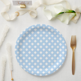 Plato De Papel Baby Shower Blue & White Boy