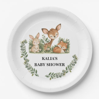 Plato De Papel Baby Shower Boho Animales del Bosque