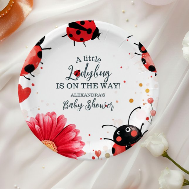 Plato De Papel Baby Shower Boho Little Ladybug (Subido por el creador)