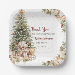 Plato De Papel Baby Shower Boho Neutral de Navidad