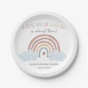 Plato De Papel Baby Shower Boho Pequeño Rayo de Sol