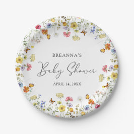 Plato De Papel Baby Shower botánico de Wildflower Boho