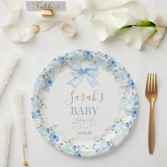 Plato De Papel Baby Shower Boy con arco (Boda)