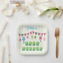 Plato De Papel Baby Shower Caprichoso de Mahjong