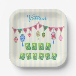 Plato De Papel Baby Shower Caprichoso de Mahjong