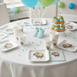Plato De Papel Baby Shower Caprichoso de Pájaro Kiwi | Sweet Pipi