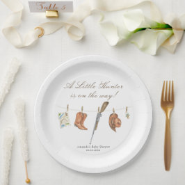 Plato De Papel Baby Shower Caza Acuarela