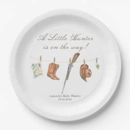 Plato De Papel Baby Shower Caza Acuarela