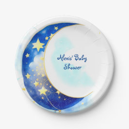 Plato De Papel Baby Shower Celestial Moon and Stars