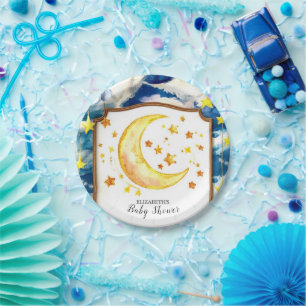 Plato De Papel Baby Shower celestial Pastel Heavenly