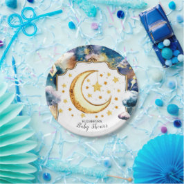 Plato De Papel Baby Shower Celestial Simple Heavenly Star