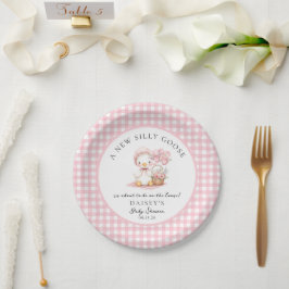 Plato De Papel Baby Shower Chica de acuarela de Goose