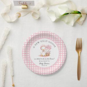 Plato De Papel Baby Shower Chica de acuarela de Goose