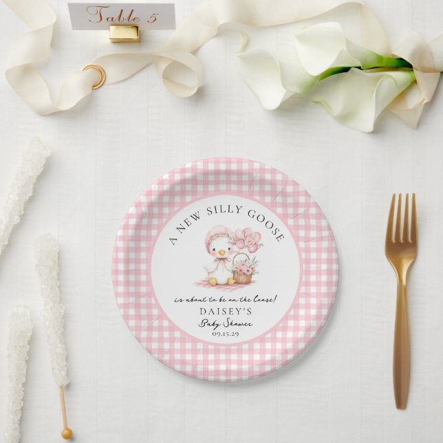 Plato De Papel Baby Shower Chica de acuarela de Goose (Boda)