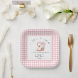 Plato De Papel Baby Shower Chica de acuarela de Goose