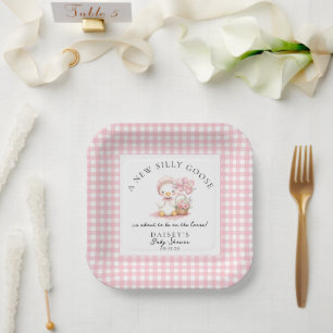 Plato De Papel Baby Shower Chica de acuarela de Goose