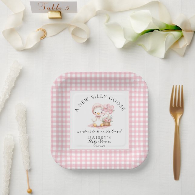 Plato De Papel Baby Shower Chica de acuarela de Goose (Boda)