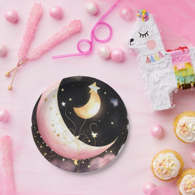 Plato De Papel Baby Shower Chica de acuarela de las estrellas de  (Fiesta)