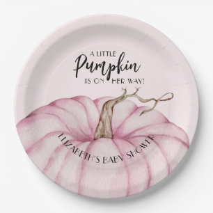 Plato De Papel Baby Shower Chica de calabaza rosa