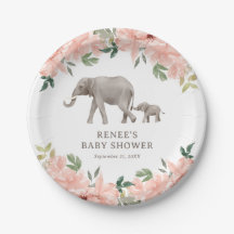 Baby Shower Chica de Elefante Floral Rosa