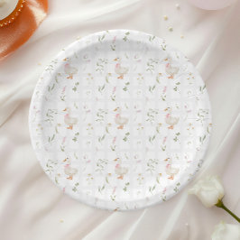 Plato De Papel Baby Shower, Chica de Flor Silvestre Goose