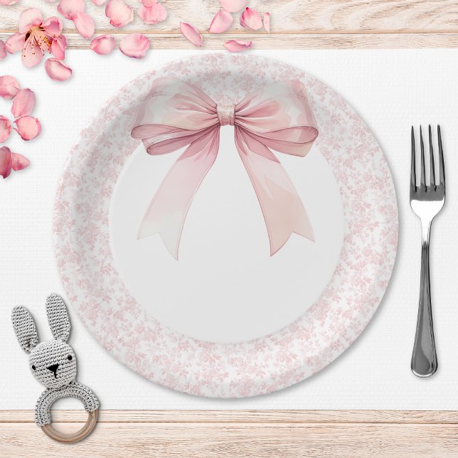 Plato De Papel Baby Shower Chica de herramientas rosadas de vaca (Subido por el creador)