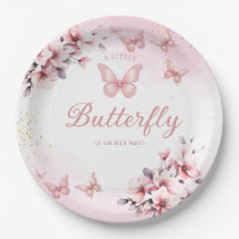 Baby Shower Chica de mariposa de color rosa modern