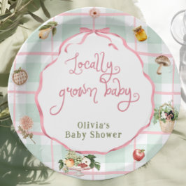 Plato De Papel Baby Shower, Chica de mercado de granjeros de cose