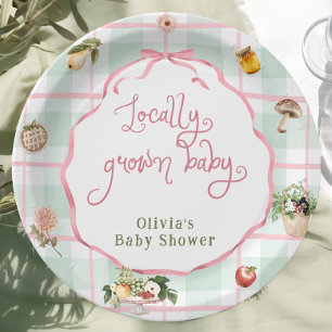 Plato De Papel Baby Shower, Chica de mercado de granjeros de cose
