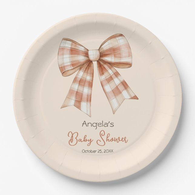 Plato De Papel Baby Shower Chica de plegado rosado (Anverso)