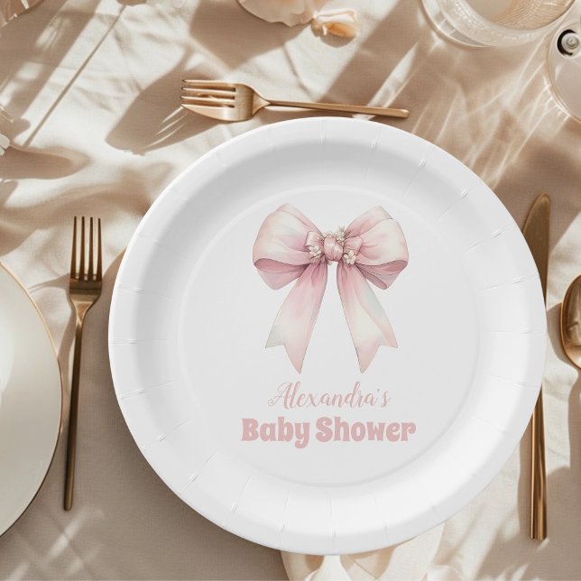 Plato De Papel Baby Shower Chica de plegado rosado (Subido por el creador)