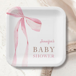 Plato De Papel Baby Shower Chica de plegado rosado