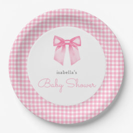 Plato De Papel Baby Shower Chica de plegado rosado personalizado