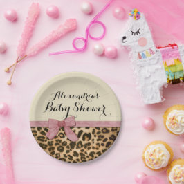 Plato De Papel Baby Shower Chica Fancy Leopard Pink Bow