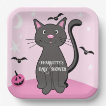 Baby Shower Chica gato negro rosa Halloween