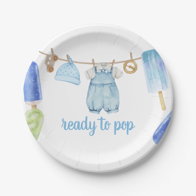 Plato De Papel Baby Shower Chico Popsicle (Anverso)