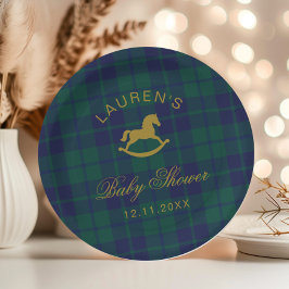 Plato De Papel Baby Shower clásico de la placa de oro para caball