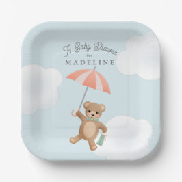 Plato De Papel Baby Shower Classic Teddy Bear Pastel