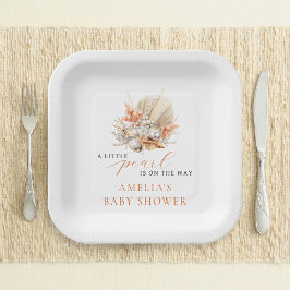 Plato De Papel Baby Shower Coastal Pearl Seashell
