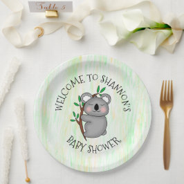 Plato De Papel Baby Shower con temas de Koala personalizado