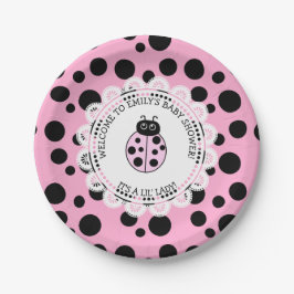 Plato De Papel Baby Shower con temas de "Pink Ladybug"