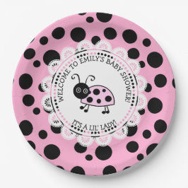 Plato De Papel Baby Shower con temas de "Pink Ladybug"