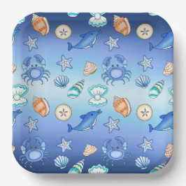 Plato De Papel Baby Shower con temas de playa o fiesta de cumplea